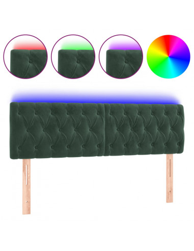 Testiera a LED Verde Scuro 144x7x78/88 cm in Velluto