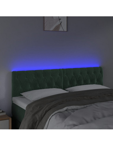 Testiera a LED Verde Scuro 144x7x78/88 cm in Velluto