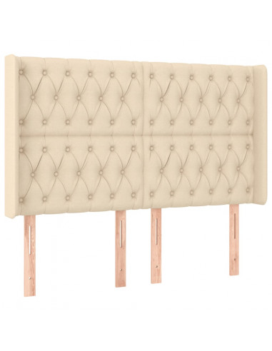Testiera a LED Crema 163x16x118/128 cm in Tessuto