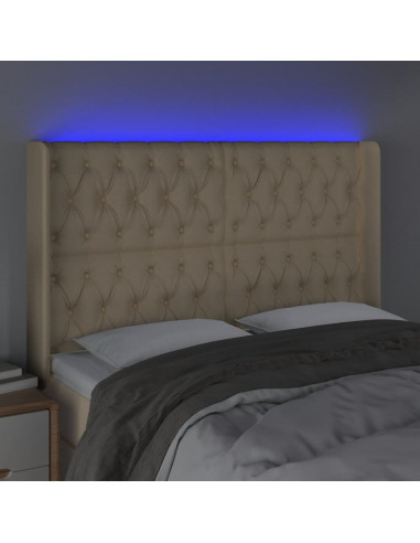 Testiera a LED Crema 163x16x118/128 cm in Tessuto