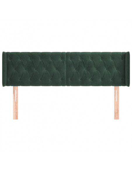 Testiera ad Orecchio Verde Scuro 147x16x78/88 cm in Velluto