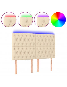 Testiera a LED Crema 160x7x118/128 cm in Tessuto 2