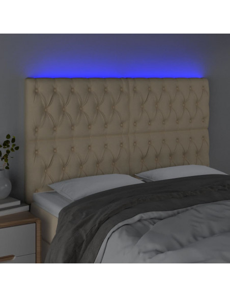 Testiera a LED Crema 160x7x118/128 cm in Tessuto