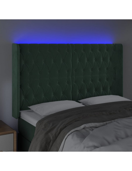 Testiera a LED Verde Scuro 147x16x118/128 cm in Velluto