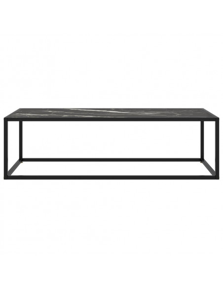 Tavolino da Salotto Nero con Vetro Marmo Nero 120x50x35 cm