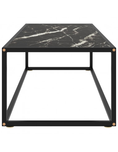 Tavolino da Salotto Nero con Vetro Marmo Nero 120x50x35 cm