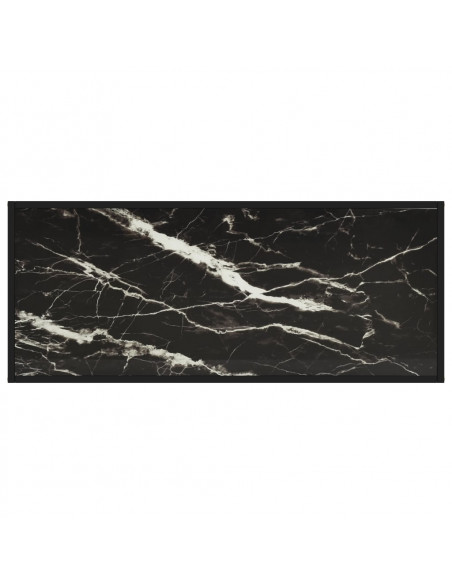 Tavolino da Salotto Nero con Vetro Marmo Nero 120x50x35 cm
