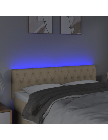 Testiera a LED Crema 160x7x78/88 cm in Tessuto