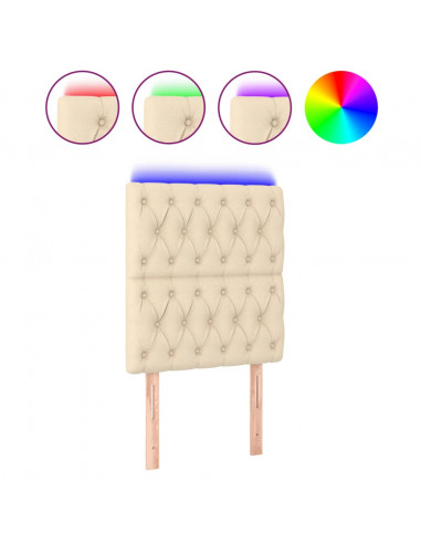 Testiera a LED Crema 80x7x118/128 cm in Tessuto