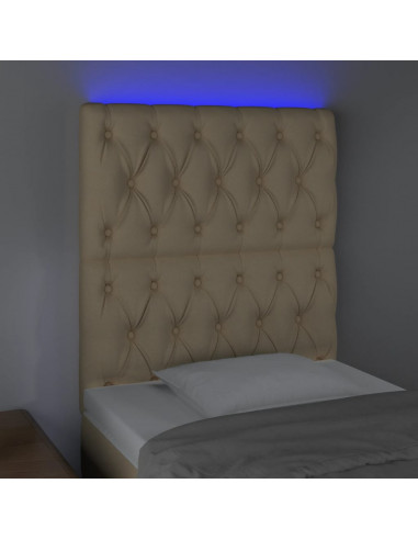 Testiera a LED Crema 80x7x118/128 cm in Tessuto