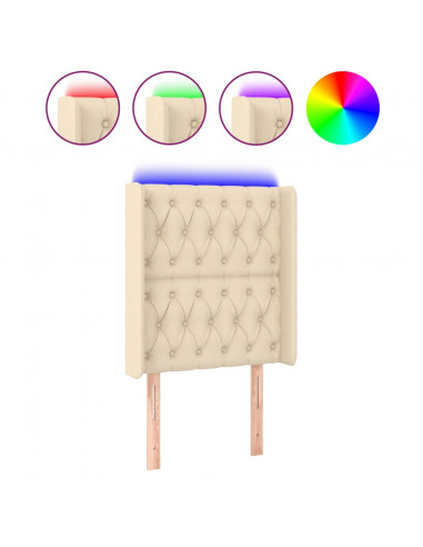 Testiera a LED Crema 83x16x118/128 cm in Tessuto