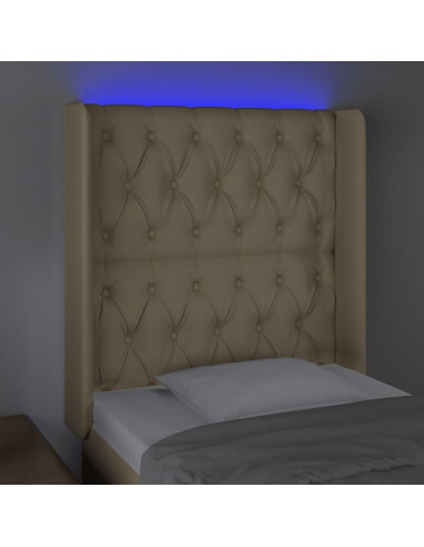 Testiera a LED Crema 83x16x118/128 cm in Tessuto
