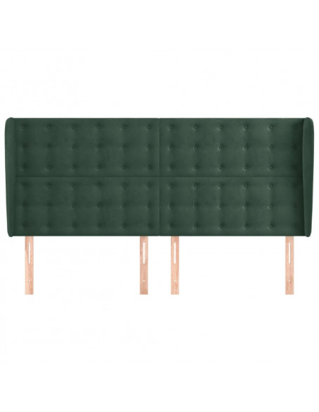 Testiera ad Orecchio Verde Scuro 203x23x118/128cm in Velluto