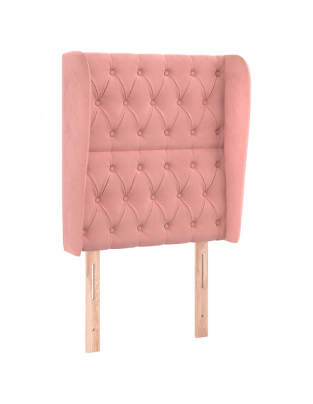 Testiera ad Orecchio Rosa 83x23x118/128 cm in Velluto
