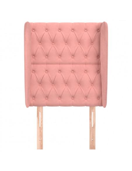 Testiera ad Orecchio Rosa 83x23x118/128 cm in Velluto