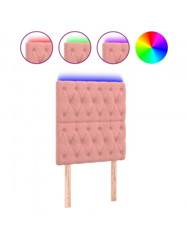 Testiera a LED Rosa 80x7x118/128 cm in Velluto