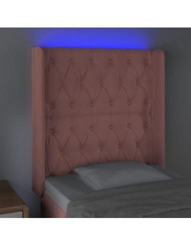 Testiera a LED rosa 83x16x118/128 cm in Velluto