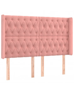 Testiera ad Orecchio Rosa 163x16x118/128 cm in Velluto 2