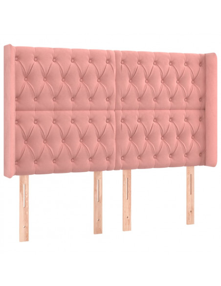 Testiera ad Orecchio Rosa 163x16x118/128 cm in Velluto