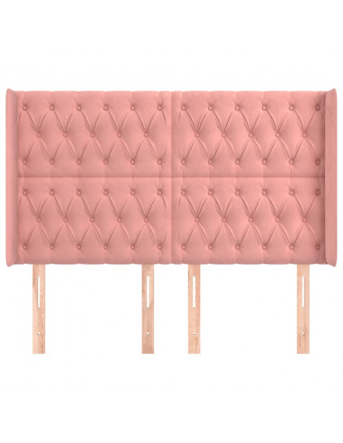 Testiera ad Orecchio Rosa 163x16x118/128 cm in Velluto