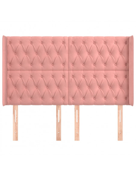 Testiera ad Orecchio Rosa 163x16x118/128 cm in Velluto