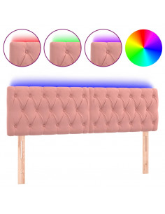 Testiera a LED Rosa 160x7x78/88 cm in Velluto 2