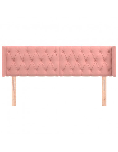 Testiera ad Orecchio Rosa 163x16x78/88 cm in Velluto