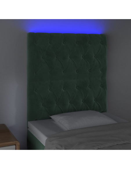Testiera a LED Verde Scuro 80x7x118/128cm in Velluto