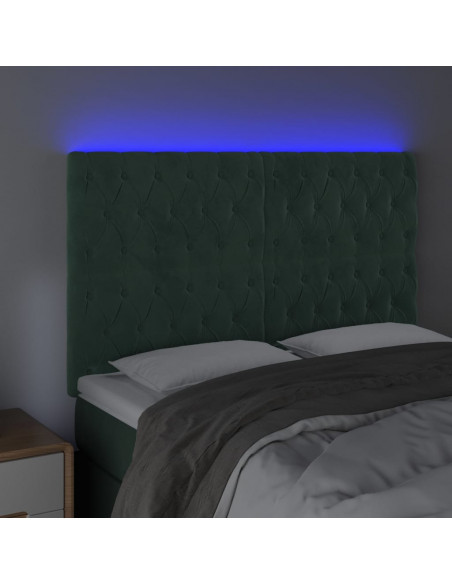 Testiera a LED Verde Scuro 160x7x118/128cm in Velluto
