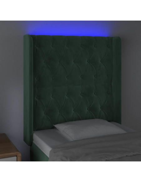 Testiera a LED Verde Scuro 83x16x118/128 cm in Velluto