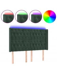 Testiera a LED Verde Scuro 163x16x118/128 cm in Velluto 2