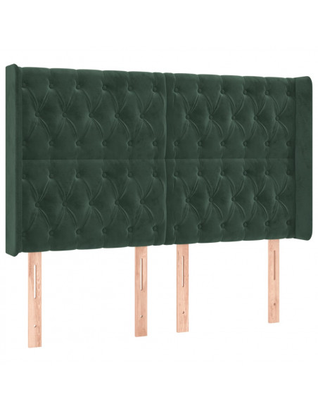 Testiera a LED Verde Scuro 163x16x118/128 cm in Velluto