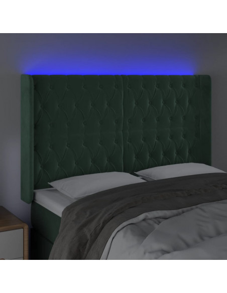 Testiera a LED Verde Scuro 163x16x118/128 cm in Velluto