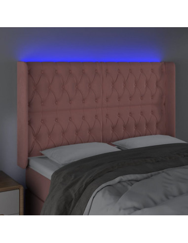 Testiera a LED rosa 163x16x118/128 cm in Velluto