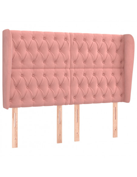 Testiera ad Orecchio Rosa 163x23x118/128 cm in Velluto