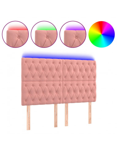Testiera a LED Rosa 160x7x118/128 cm in Velluto