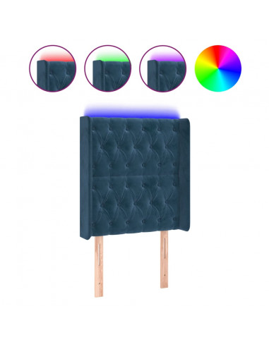 Testiera a LED Blu Scuro 83x16x118/128 cm in Velluto