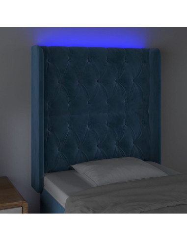 Testiera a LED Blu Scuro 83x16x118/128 cm in Velluto