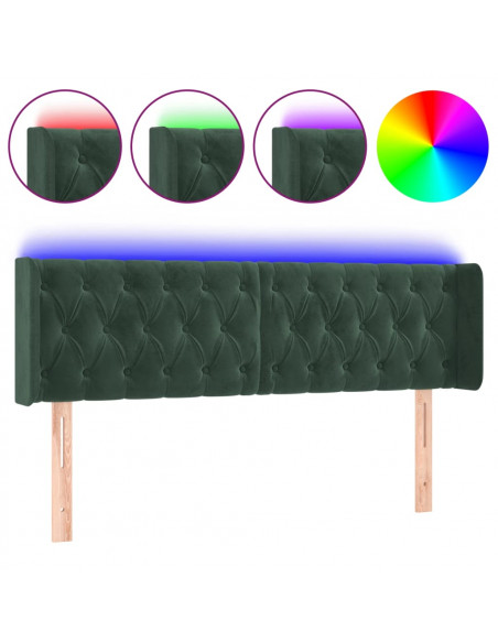 Testiera a LED Verde Scuro 163x16x78/88 cm in Velluto