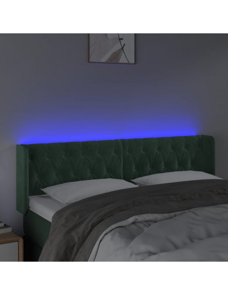 Testiera a LED Verde Scuro 163x16x78/88 cm in Velluto