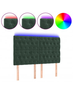 Testiera a LED Verde Scuro 144x7x118/128cm in Velluto 2