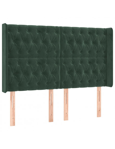 Testiera ad Orecchio Verde Scuro 147x23x118/128cm in Velluto