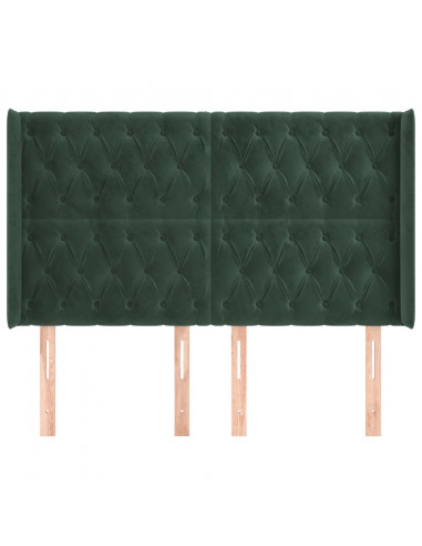 Testiera ad Orecchio Verde Scuro 147x23x118/128cm in Velluto