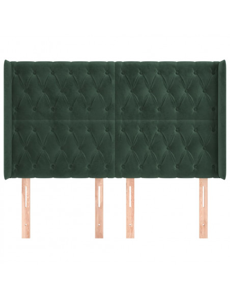 Testiera ad Orecchio Verde Scuro 147x23x118/128cm in Velluto