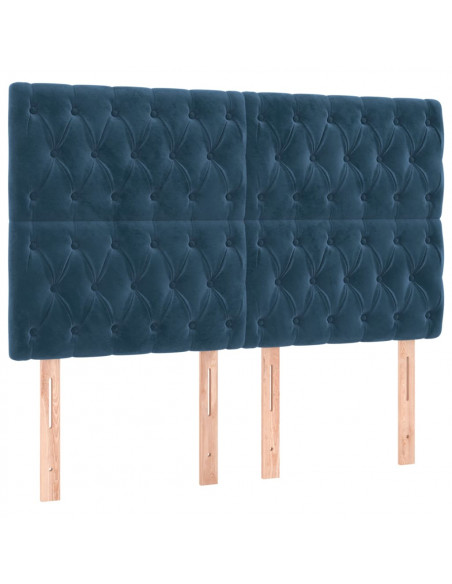 Testiere 4 pz Blu Scuro 80x7x78/88 cm in Velluto