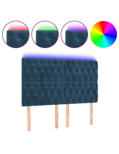 Testiera a LED Blu Scuro 160x7x118/128 cm in Velluto