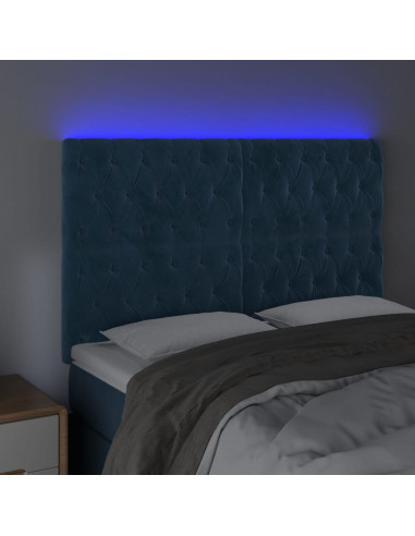 Testiera a LED Blu Scuro 160x7x118/128 cm in Velluto
