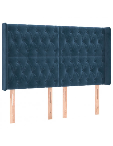 Testiera a LED Blu Scuro 163x16x118/128 cm in Velluto