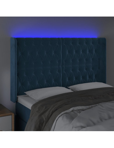 Testiera a LED Blu Scuro 163x16x118/128 cm in Velluto