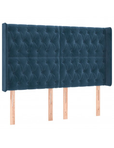 Testiera ad Orecchio Blu Scuro 163x16x118/128 cm in Velluto 2